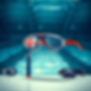 An organized array of swim accessories and tools.